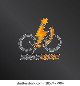 Plantilla de diseño del logotipo de la bicicleta. Identidad de marca corporativa de bicicletas eléctricas. Pasador de forma de perno. Símbolo abstracto de la bicicleta. Diseño temático de ciclismo. Símbolo de tienda de bicicletas - Vector