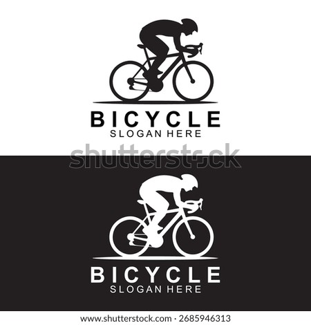 Bicycle Logo Design Vector, Cycling Rider Silhouette Illustration, Modern Bike Sports Emblem