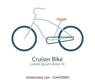 Bicycle logo, icon. Cruiser Bike, Design template linear minimal style. healthy concept. Vector illustration.
