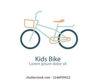 Bicycle logo, icon. Design template linear minimal style. Kids Bike, Vector illustration.