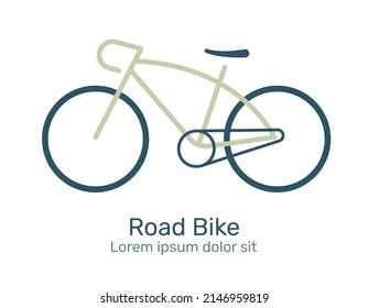 Bicycle logo, icon. Design template linear minimal style. Road bike, Vector illustration.