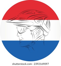 Logo de la bicicleta al fondo de la bandera de los Países Bajos
