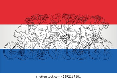 Fahrradlogo auf dem Hintergrund der niederländischen Flagge