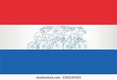Logo de la bicicleta al fondo de la bandera de los Países Bajos