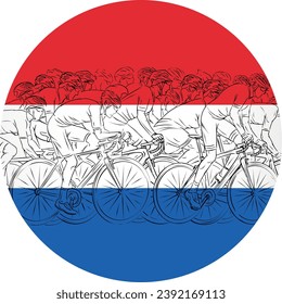 Bicycle logo on the background of the Netherlands flag