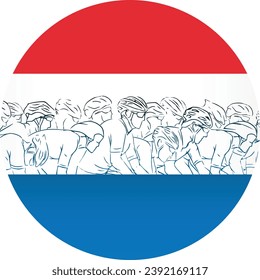 Logo de la bicicleta al fondo de la bandera de los Países Bajos