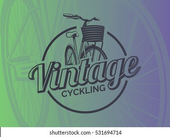 Bicycle logo on gradient background.  T-shirt print design.