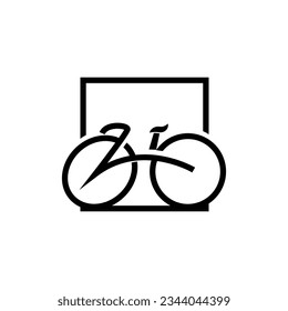 Bicycle Logo, Simple Minimalist Design, Sport Transport Vector, Illustration silhouette template