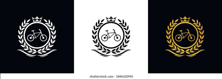 bicycle logo template luxury royal vector company  decorative emblem with crown  