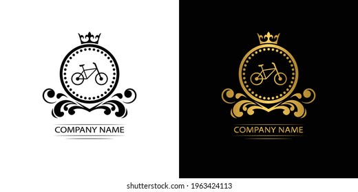 bicycle logo template luxury royal vector company  decorative emblem with crown  