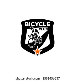 Bicycle logo template vector. Vintage monogram bicycle logo concept