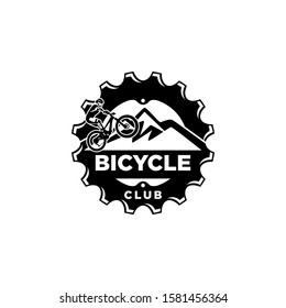 Bicycle logo template vector. Vintage monogram bicycle logo concept