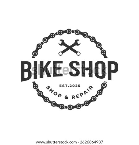 bicycle logo vector illustration badge design, bicycle shop repair logo