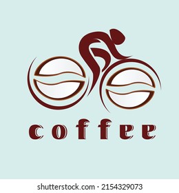 Logo de la bicicleta con ruedas en forma de grano de café
