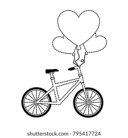 bicycle with love hearts balloons air