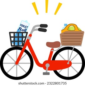 A bicycle with a lot of luggage in baskets