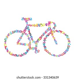 Bicycle made of letters and numbers