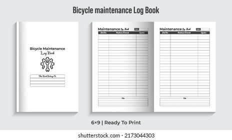 Bicycle Maintenance logbook. Bicycle Notebook