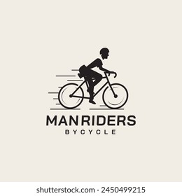 bicycle man riders silhouette logo design