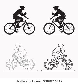 Bicycle with man run fast vector illustration eps
