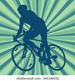 Bicycle man sport vector abstract background with racer