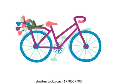 Bicycle in manual graphics. Retro bike. Vector illustration.