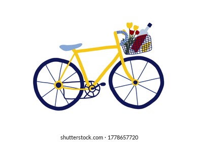 Bicycle in manual graphics. Retro bike. Vector illustration.