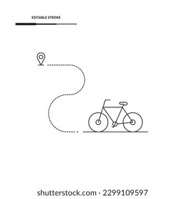 Bicycle And Map Pin Icon Vector Design.