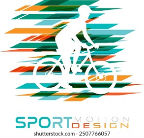 Bicycle marathon or race concept. Sport banner in dynamic motion style. Vector illustration with colorful abstract geometric design elements.