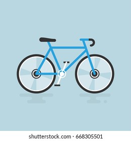 Bicycle modern flat illustration. Blue bike vector icon.