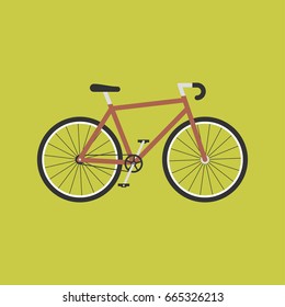 Bicycle modern flat illustration. Red bike vector icon.