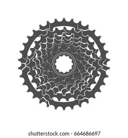 Bicycle monochrome sprocket on the white background, vector