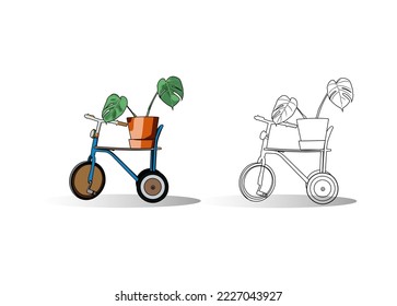 diseño de vectores de plantas para bicicletas y monstera