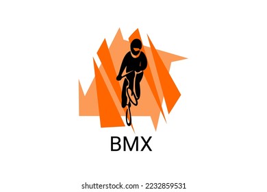 bicycle motocross or BMX sport vector line icon. sport pictogram, vector illustration.