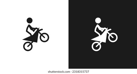 Bicycle motocross icon pictogram vector design. Stick figure man bicycle motocross rider vector icon sign symbol pictogram