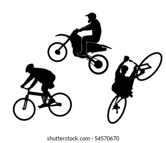 Bicycle a motorcycle on a white background
