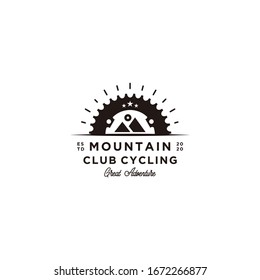 Bicycle mountain sprocket crank badges logo and labels vector illustration.