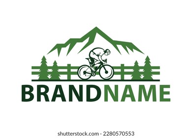 Bicycle in mountain vector illustration, suitable for symbol, logo, company name, brand name, personal name, icon, identity, business, marketing and many more.