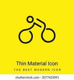 Bicicleta montada por un palo Hombre icono de material amarillo brillante mínimo