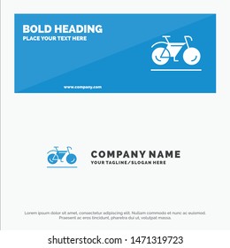 Bicycle, Movement, Walk, Sport SOlid Icon Website Banner and Business Logo Template. Vector Icon Template background