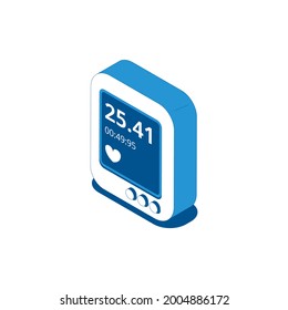 Bicycle navigator with activity data on screen isometric icon vector illustration