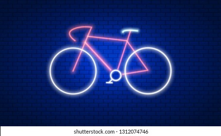Bicycle in neon lights effect neon. Vector illustration design.