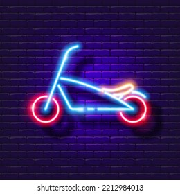 Bicycle neon sign. Electric bike glowing icon. Urban transport concept.