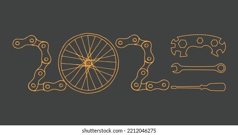 Bicycle New Year 2023 grey background	