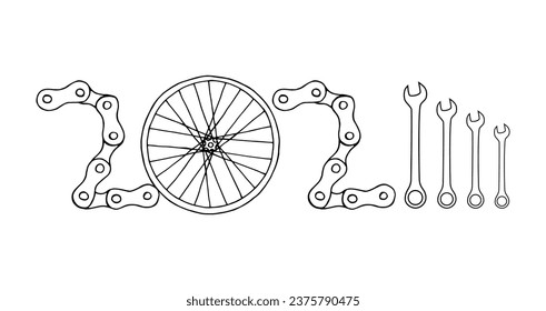 Bicycle New Year 2024 white background