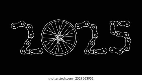 Bicycle New Year 2025 black background