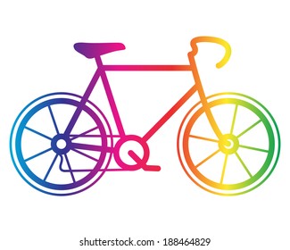 Bicycle, object drawing in spectrum color vector illustration