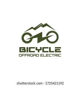 Bicycle offroad electric, green mountain, outdoor cycling sports, vector for company  logo design.