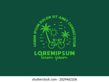 Bicycle on the beach line art illustration design
