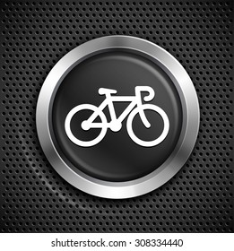 Bicycle on Black Round Button